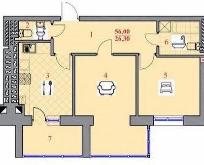 2-кімнатна квартира 56м² у новобудові