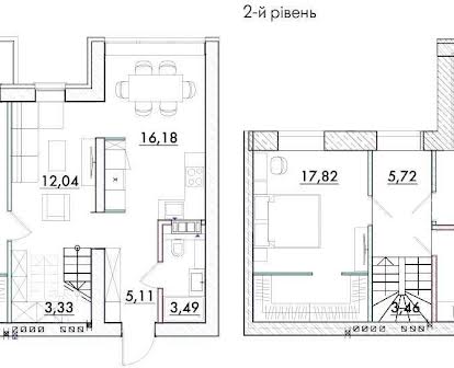 118 кв.м., 3 окремі кімнати, кухня + вітальня, панорамні вікна