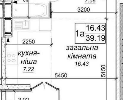 1 кімнатна квартира 39,19м2, 1,5км від метро, ЖК Одеський бульвар