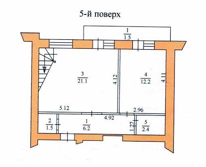 Трикімнатна квартира, дворівнева, вул.Лисенка, без ремонту, 120 м2