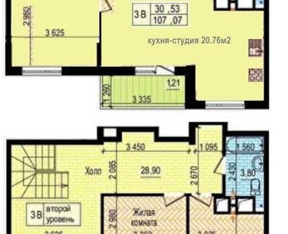 Двухуровневая квартира 107м2 ЖК Пролисок 3,4 комнатная 78000$ торг ww