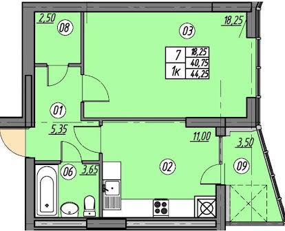 Однокімнатна квартира 44м2, продаж у ЖК Набережна Вежа від Креатор-Буд
