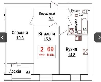 Продам 2 кімнатну квартиру, м. Луцьк, 69 кв.м. 3-тій поверх.