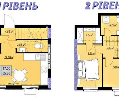 2х рівнева квартира 55,8 м2 в ЖК “Plaza Kvartal3” Чабани + паркомісце