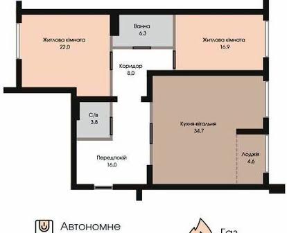 3-кімнатна квартира, 112 м², в готовому в ЖК!!!