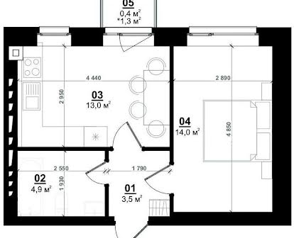 Продаж однокімнатної квартири 35 м2 в сучасному ЖК CENTER