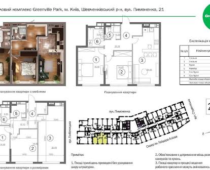 Продам 2к квартиру 75 м2 ЖК Greenville Park вул. М. Пимоненка 19