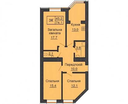 Продам 3к квартиру 74м2 в ЖК Софія Резиденс від Мартинова