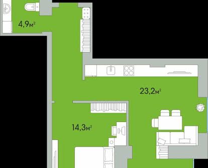 1-кімнатна квартира, ЛУЦЬК, новобудова, ЖК Green Estate